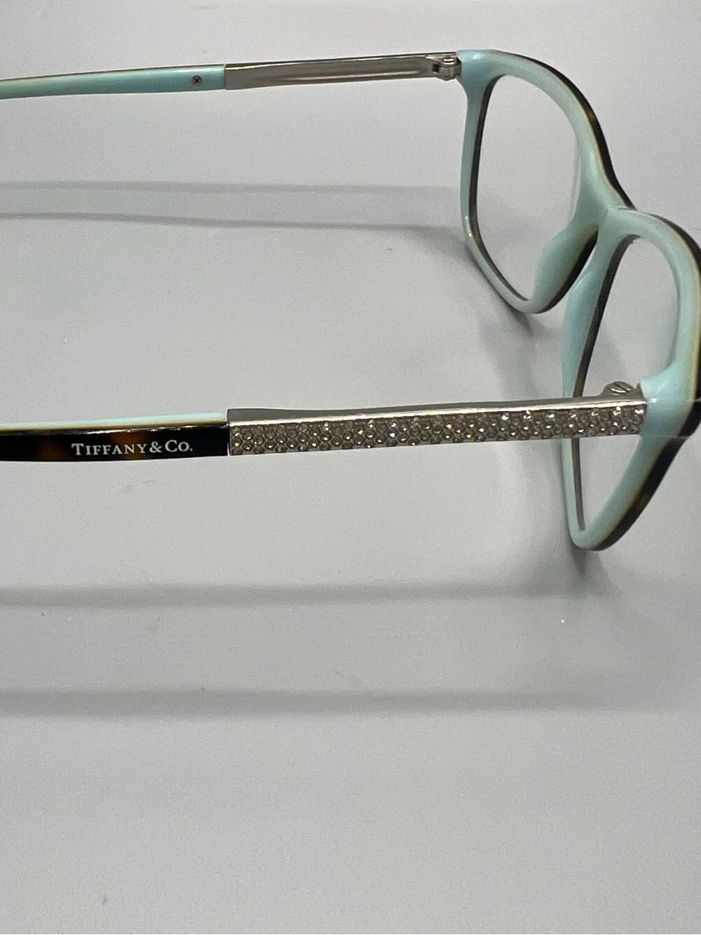 Tiffany & Co. Women’s Eyeglasses Brown Tortoise Tiffany Blue Crystal Frames